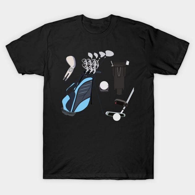 Golf Accessories Stickers T-Shirt by VectorPB